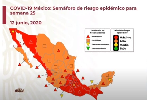 México suma 16 mil 448 muertos muertes por Covid-19; la mitad del país en semáforo naranja