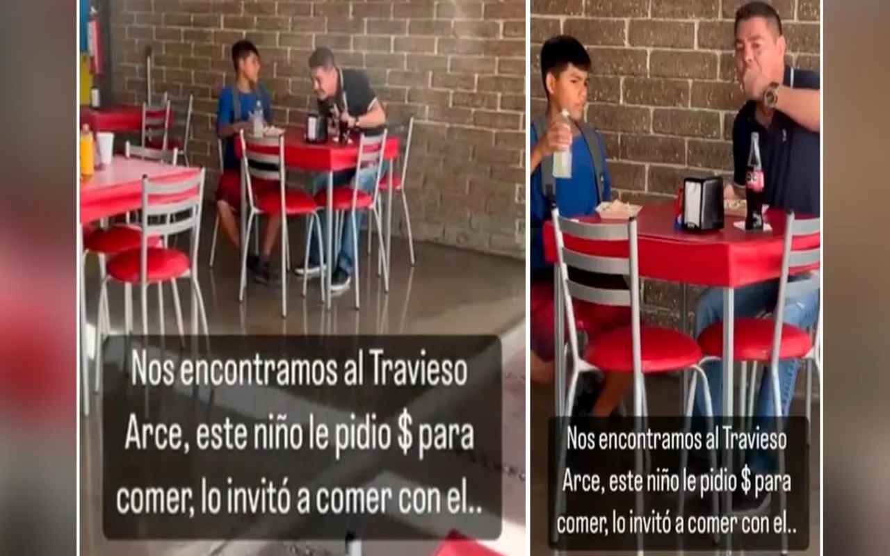 Jorge "El Travieso" Arce invitó a comer a un niño en Hermosillo, Sonora. | Foto: Especial.